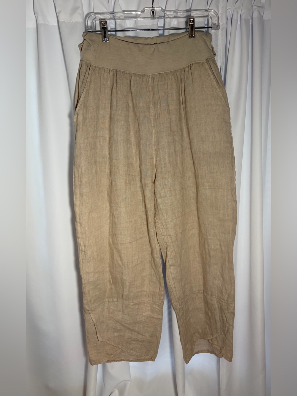 CHERISHH Beige Linen Cropped Pants size M